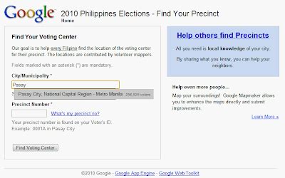 Find your voting precinct via Google Maps .